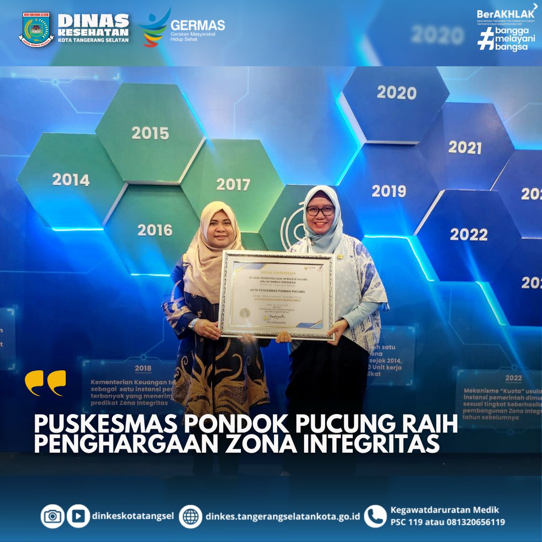 Puskesmas Pondok Pucung Raih Penghargaan Zona Integritas