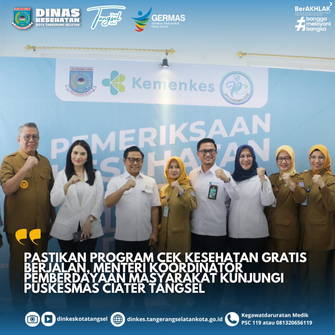 Pastikan Program Cek Kesehatan Gratis Berjalan, Menteri Koordinator Pemberdayaan Masyarakat Kunjungi Puskesmas Ciater Tangsel