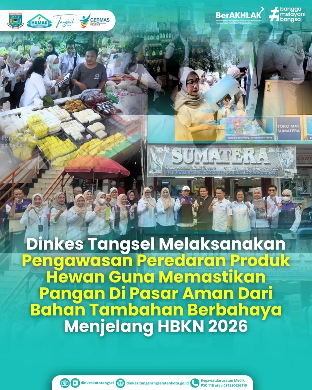 Dinkes Tangsel melaksanakan pengawasan peredaran produk hewan guna memastikan pangan di pasar aman dari bahan tambahan berbahaya menjelang HBKN 2026