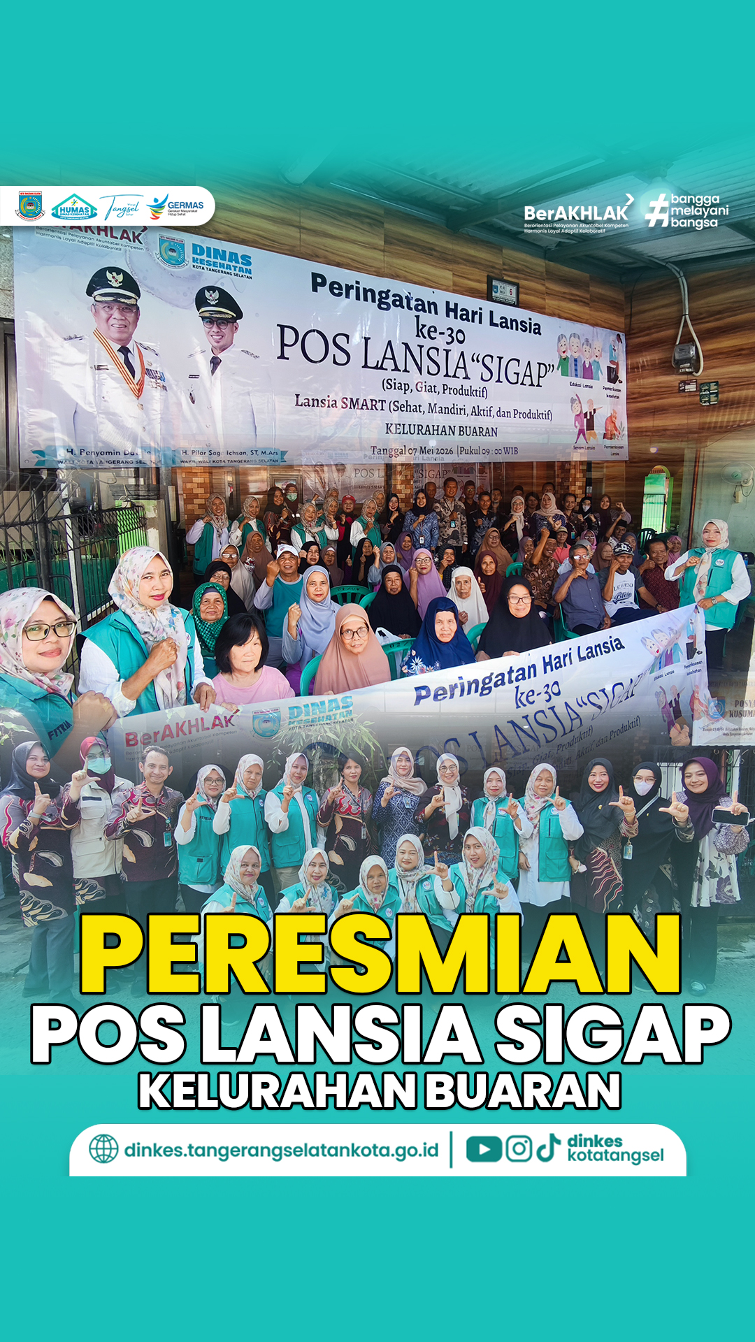 dinkes tangsel kembali memperluas akses pelayanan kesehatan bagi lanjut usia melalui peresmian Pos Lansia SIGAP