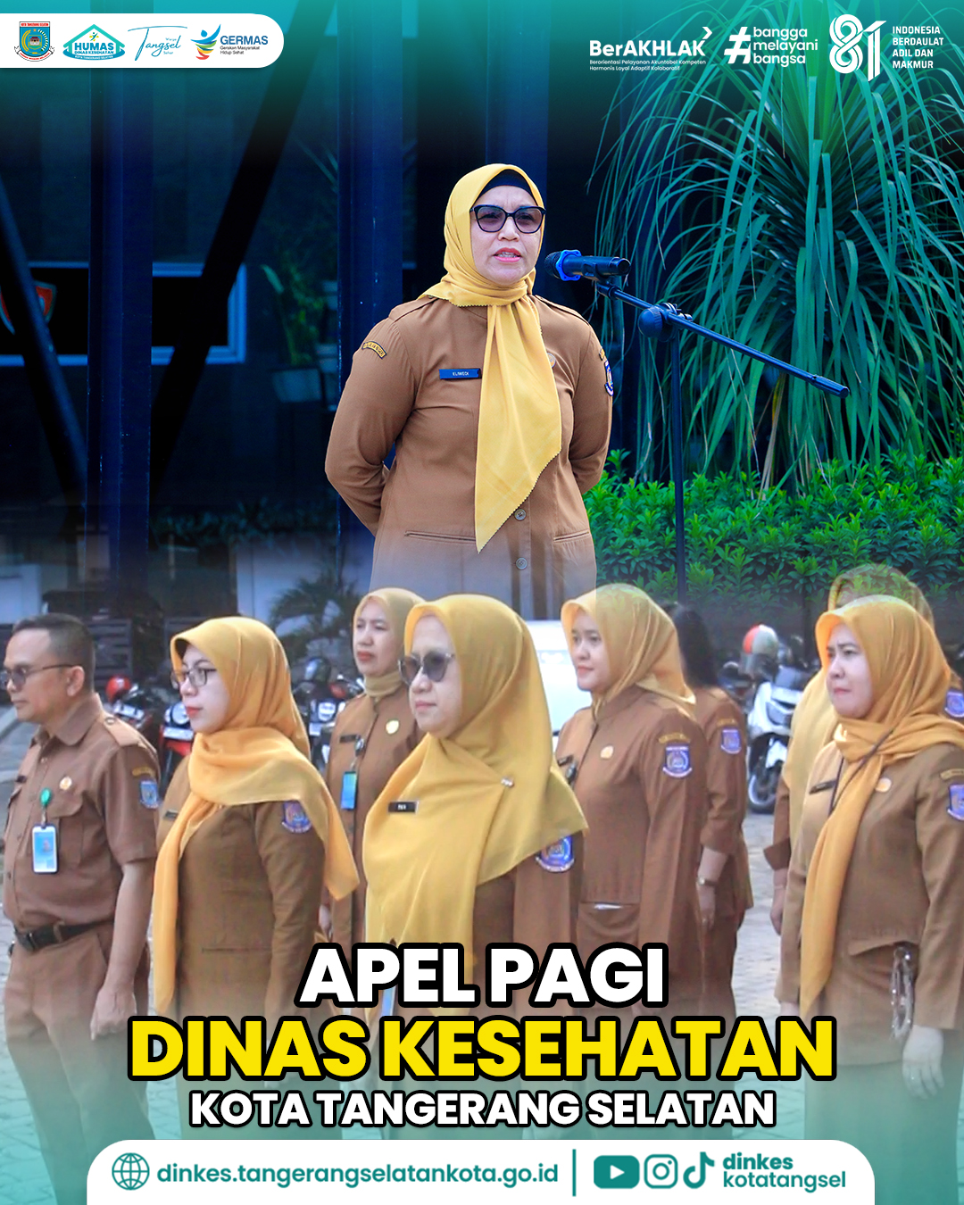 Apel pagi Dinas Kesehatan Kota Tangerang Selatan, Senin, 21 September 2026, disampaikan oleh dr. Eliwedi, Kepala Bidang Sumber Daya Kesehatan.